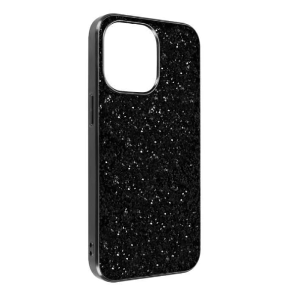 iPhone 13 Pro Max Case - Glitter Design - Rigid - Non-Slip Relief - Black - Trendy Svart