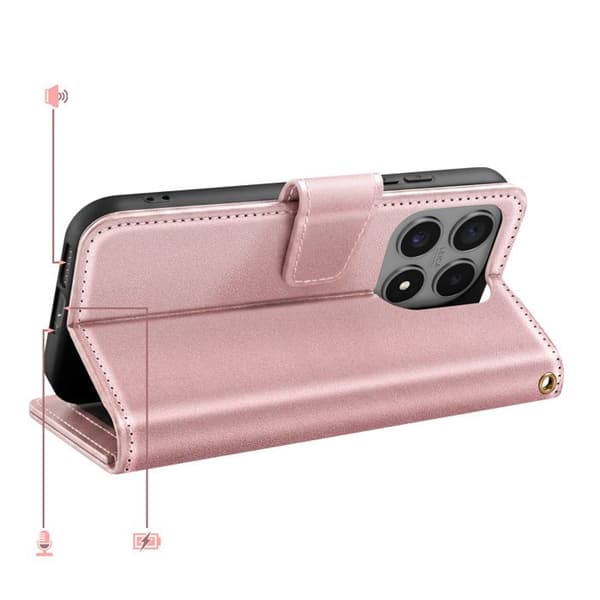 Plånboksfodral för Xiaomi 17 med Fällbar Stödfunktion Roséguld Ros
