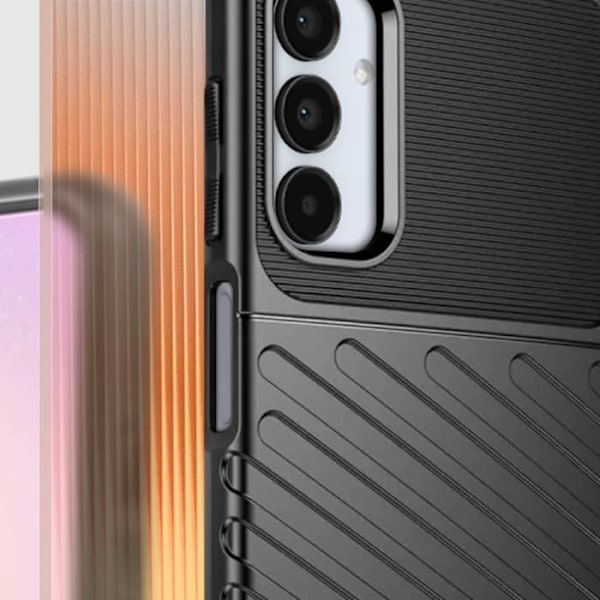 Pehmeä kuori - AVIZAR - Samsung Galaxy A15 - Raidoitettu suunnittelu - Liukumaton - Iskunsuojaus Svart