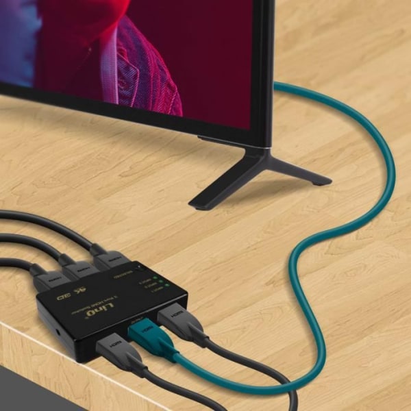HDMI-jakaja - LINQ - 5 Porttia - Yhteensopiva 4K/2K/3D - Resoluutio 1080p - Plug and Play