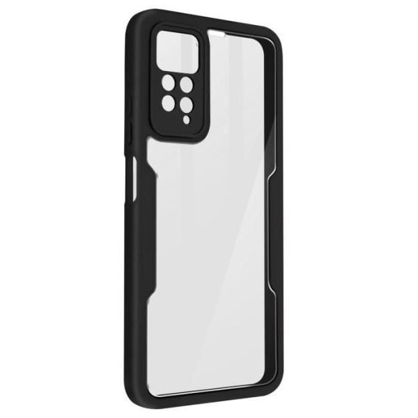 Xiaomi Redmi Note 11 Pro Case Plexiglas takaosa ja polymeerinen etuosa, musta ääriviiva