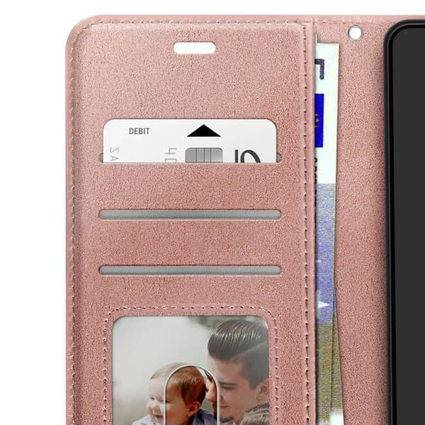 Plånboksfodral för Honor 600 Lite med handledsrem och ställfunktion Mayaxess Roséguld Ros