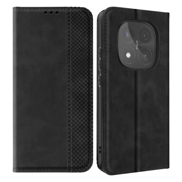 Redmi Note 14 Pro ja 14 Pro Plus Musta Kotelo, Lompakko ja Tuki Svart