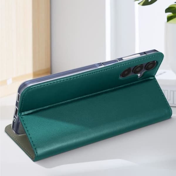 Etui - Samsung - Galaxy A16 - Vegansk läder - Magnetisk - Kortfack Grön