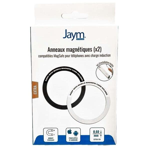 Pakke med 2 MagSafe Magnetiske Ring til Smartphone Jaym Sort / Sølv Svart