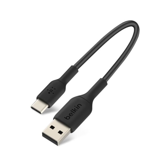 USB-USB-C-kaapeli Erittäin pienikokoinen kannettava, pituus 15 cm Belkin Black