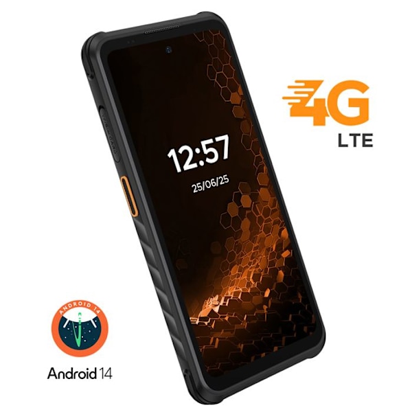 Smartphone uknuselig Android 14 Skærm 6,56'' Batteri 6050mAh Hammer Sort