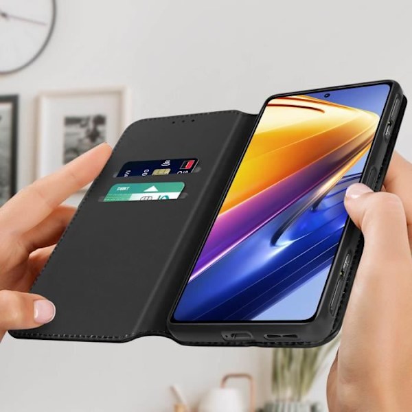 AVIZAR Fodral till Xiaomi Poco F4 GT - Magnetic Flip Wallet Video Support - Svart Svart
