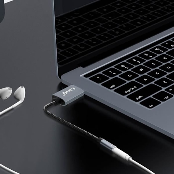 Audioadapter - LinQ - U3530 - USB til Jack 3.5mm - Lyd- og mikrofonfunktion - Grå