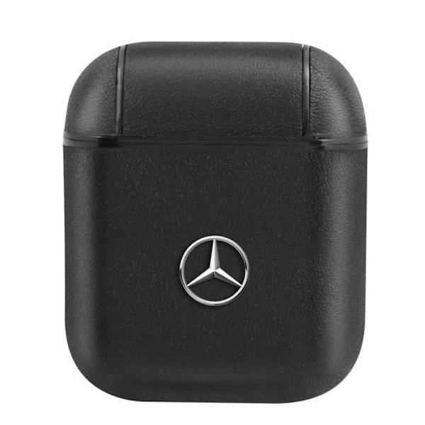 Aidot nahkakuoret AirPods 1 ja 2, musta Mercedes - ohut ja kevyt Svart