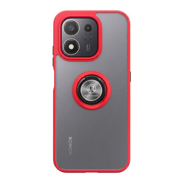Cover til Honor 600 Smart med ringstøtte og magnetisk beslag i rød Röd