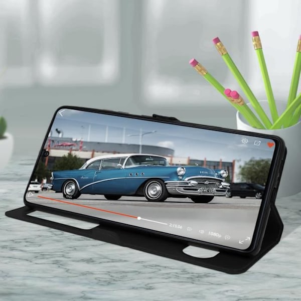 Hus - Samsung - Galaxy S10 Lite - Fuldt Etui - Dobbelt Vindu - Videostøtte Sort Svart