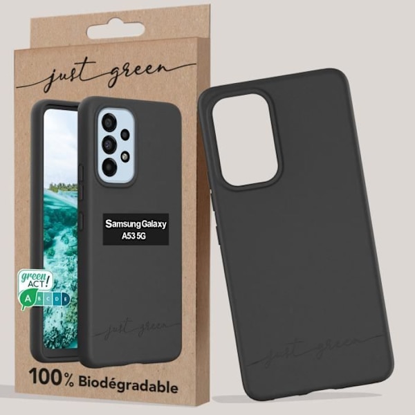 Fodral till Samsung Galaxy A53 - JUST GREEN - Svart - Ekologisk - Biologiskt nedbrytbar - Komposterbar Svart