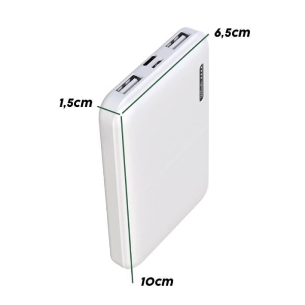 Vara-akku 5000 mAh Dual Output Ultra Compact USB-lataus Akashi valkoinen