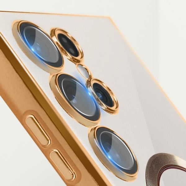 MagSafe fodral för Samsung S23 Ultra kameraskydd Transparent / Guld Gul