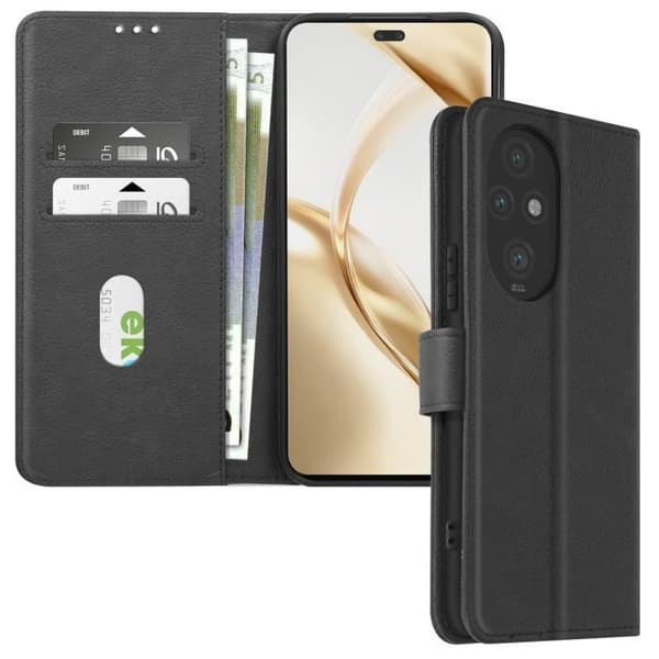 Etui til Honor 200 Pro - AVIZAR - Wallet Flip og Video Support - Sort Svart