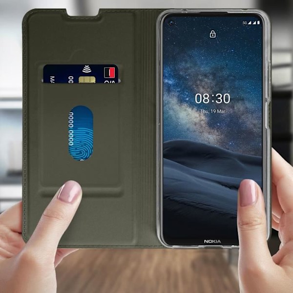 Nokia 8.3 5G Cover Korthållare Stativ Funktion Satin Finish Svart sort