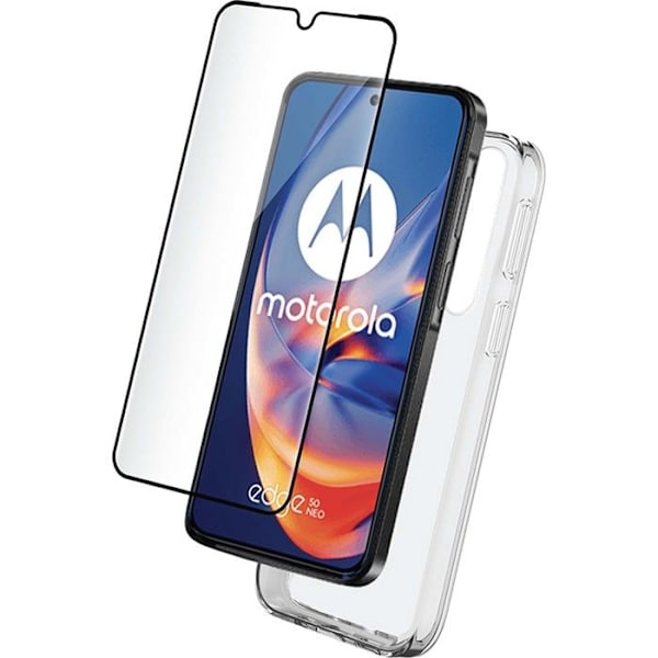 Coque + Härdat glas - Motorola - Edge 50 Neo - Transparent - Stötabsorberande - Hårdhet 9H Transparent