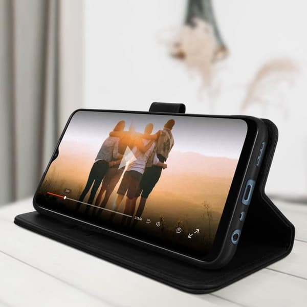 Cover - AVIZAR - Oppo A16 og A16s - Wallet Flip - Sort - Videostøttefunktion Svart