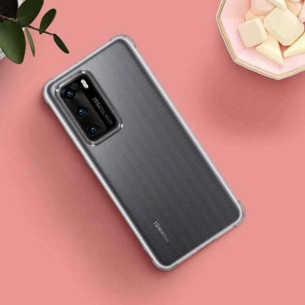 Huawei P40 Cover Fleksibel Silikone Bumper Resistant - gennemsigtig Hvid