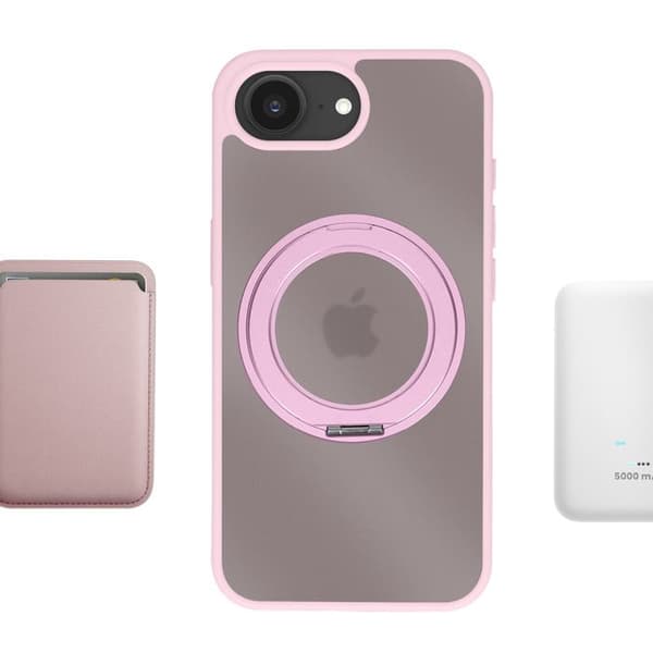 MagSafe-cover til iPhone 16 med indbygget XL støtte-ring i rosa Ros