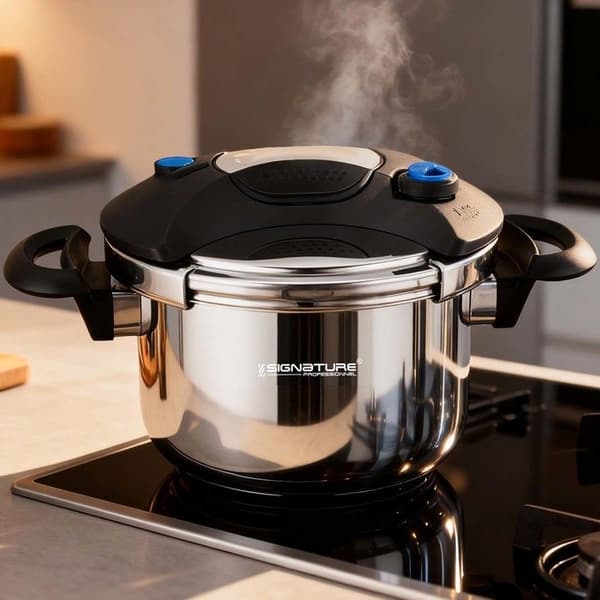 Tryckkokare - ROSENBERG - 7L - Rostfritt stål - Non-stick - För alla spisar med säkerhetsventil Grå