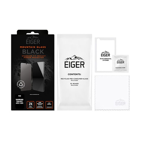 Hærdet glas 2.5D til Samsung Galaxy A35 / A55 Privacy Ultra Robust Eiger Sort transparent Svart