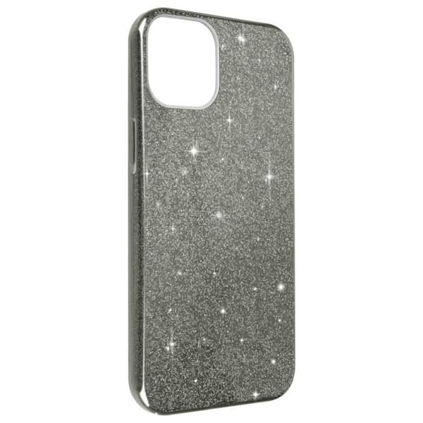 Skyddsskal - AVIZAR - iPhone 14 Plus - Semi-rigid silikon - Glittrande design - Silver Pengar