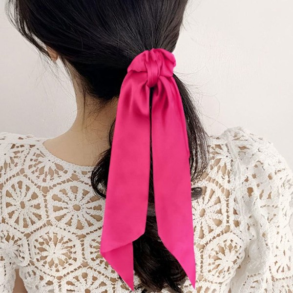 Fuksia Satina Kaksisolmuinen Pitkä Hiuspanta Rosa