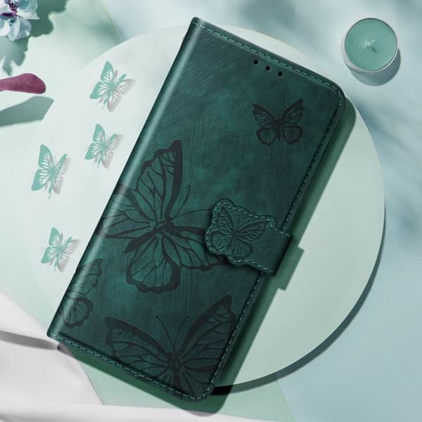 Étui Papillon - Samsung Galaxy A26 - Simil läder - Grön gran - Videostöd Grön