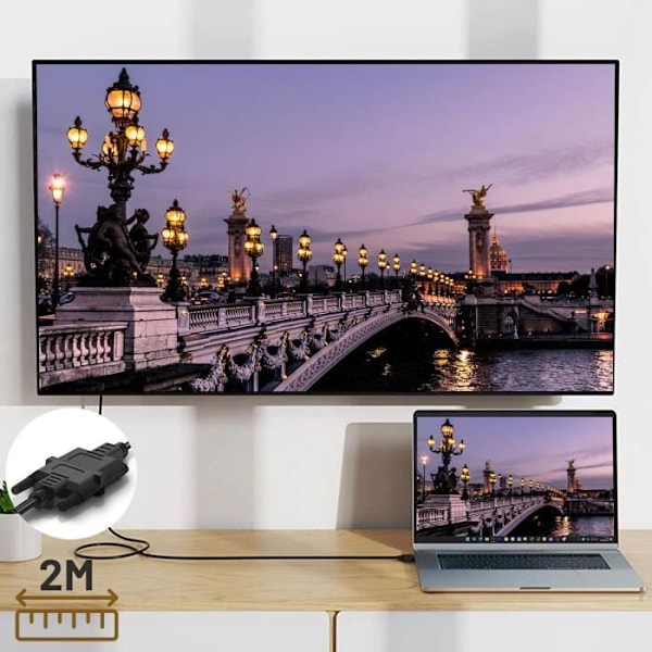 2m HDMI hane till DVI hane videoadapter, Full HD 1080p