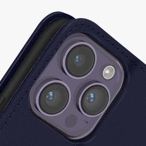Premium Læder Taske til iPhone 14 Pro Max - AVIZAR - Kortholder og Video Support - Blå blå