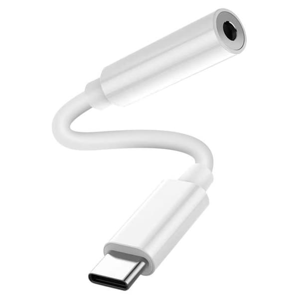 USB-C Ljudadapter - Hög Kvalitet - Kompakt Lätt - Vit - Musikkontroll - Plug and Play