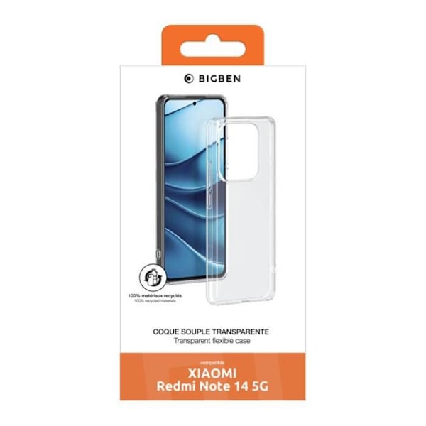 Bakcover för Xiaomi Redmi Note 14 5G Ekodesignad Mjuk BigBen Connected Transparent Vit