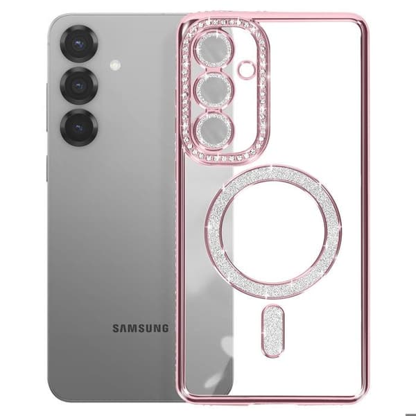 Coque - Samsung - Galaxy S25 Plus - Rose - Strass - MagSafe - Elegant Rosa