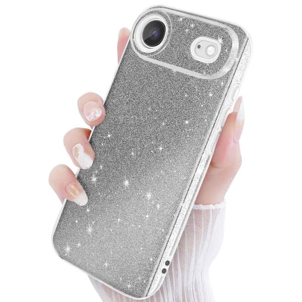 Skal för iPhone Air Design i Två Material och Glittrig Silverfinish Grå