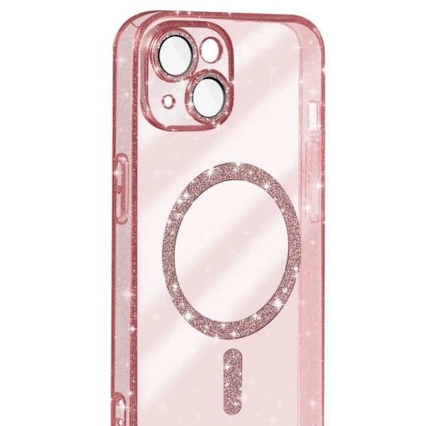 MagSafe Fodral för iPhone 15 Silikon Glitter Champagne Rosa