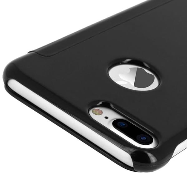 Svart Mirror Folio Fodral Skal iPhone 7 Plus / iPhone 8 Plus Genomskinlig flik Svart