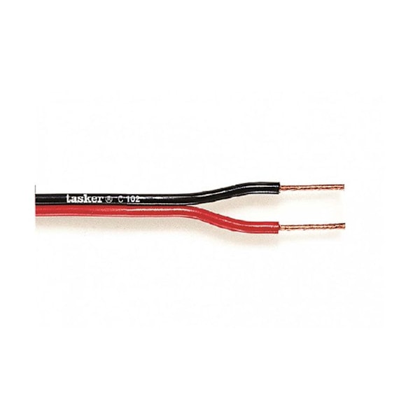 Fladt højttalerkabel - Tasker - 0.75mm² - 100m - Dobbelt leder - Sort/Rød