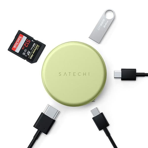 Hub Multiport 5-in-1 USB-C HDMI / USB-A / 2 USB-C / SD-kortti OntheGo-malli Satechi Vihreä