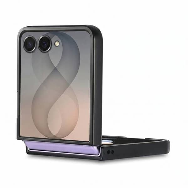 Cover til Galaxy Z Flip 8 Carbon Læder Effekt med Hævede Kanter Sort Svart