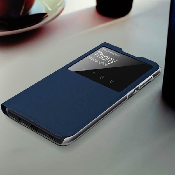 Fodral för Samsung Galaxy A50 - AVIZAR - Klämfodral - Visningsfönster - Mjuk skal - Mörkblå Midnattsblå
