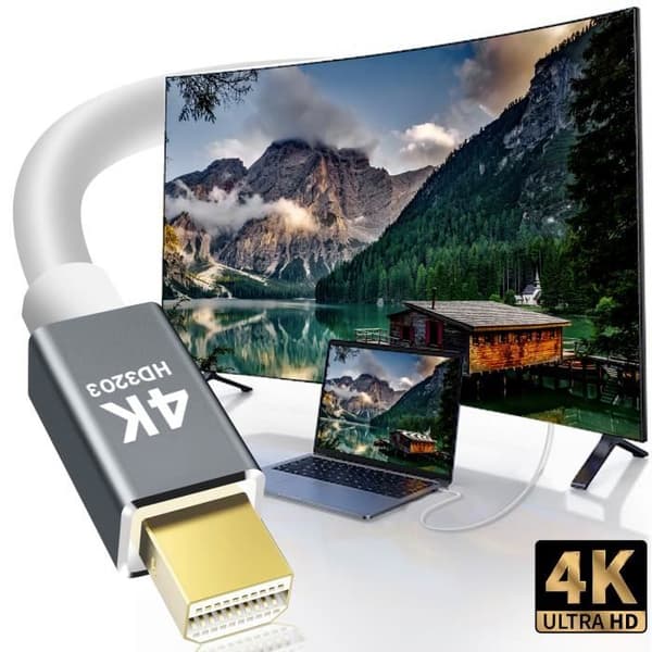 Video Kabel - LinQ - Mini DisplayPort - 1.8m - 4K Opal - Forgyldte stik Vit