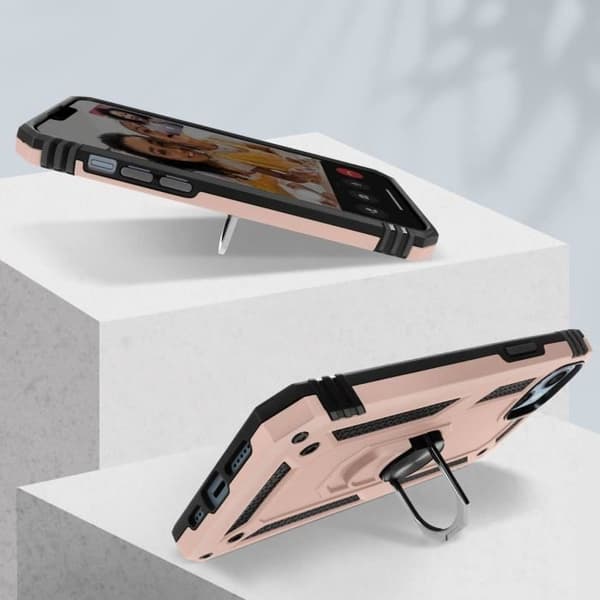 Coque iPhone 14 - AVIZAR - Hybrid stötsäker - Hållring - Roséguld rosa guld