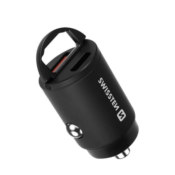 Lader Bil - Swissten - Nano - Ultra-kompakt - 30W - USB-C og USB Svart