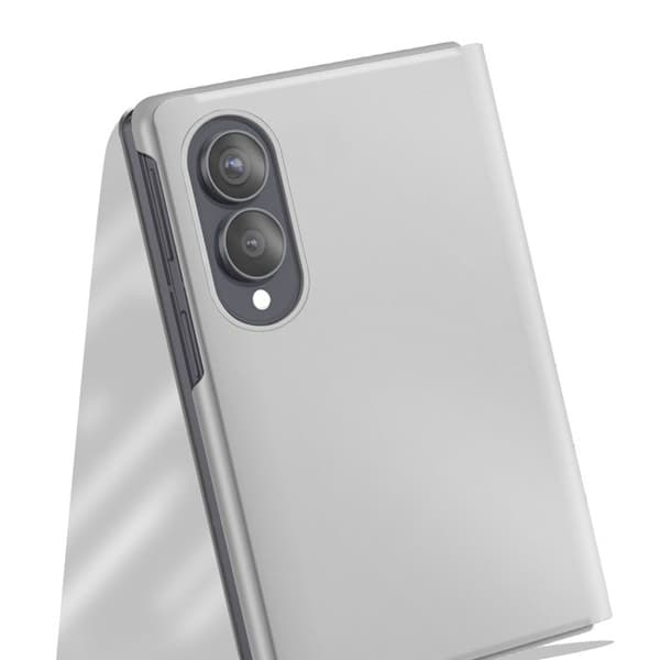 Galaxy Z Fold8: n peilipintainen nahkavaippa, jossa on hands-free-tuki, hopea Grå