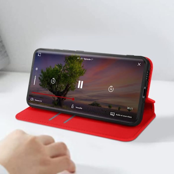 Étui AVIZAR för Xiaomi Redmi Note 13 Pro Plus - Röd - Semihård - Videostöd funktion Röd
