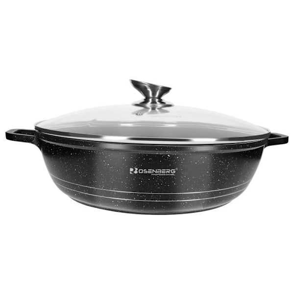 Sauteuse 28 cm med låg og stenbelægning Rosenberg sort Svart