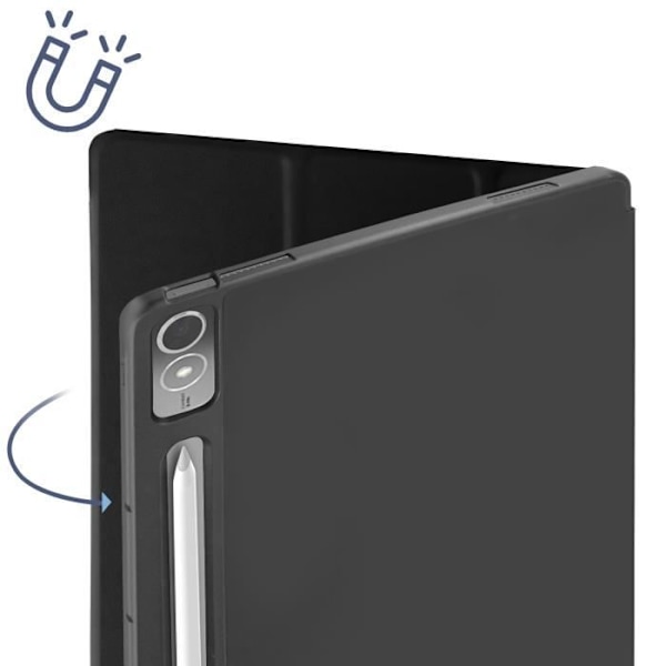 Etui til Lenovo Tab P12 - AVIZAR - Trifold - Sort kunstlæder - Videostøtte og tastatur - Fuld beskyttelse Svart