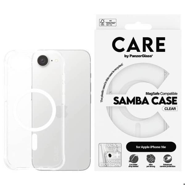 PanzerGlass Mode Samba med MagSafe skydd för Apple iPhone 16e kompatibel med MagSafe, stötstålig